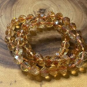 Citrine faceted natural beads beaded stretch bracelet new 7.5” 7mm handmade